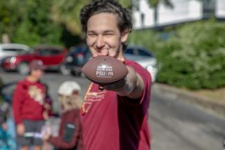 Brandon Casey with football
