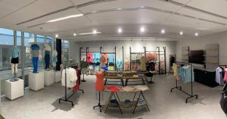 The visual lab gives students experience merchandising products in a brick-and-mortar store.
