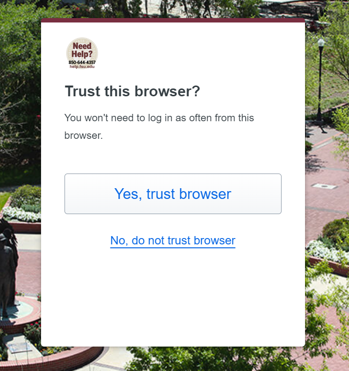 New Duo screen with Trust my browser prompt