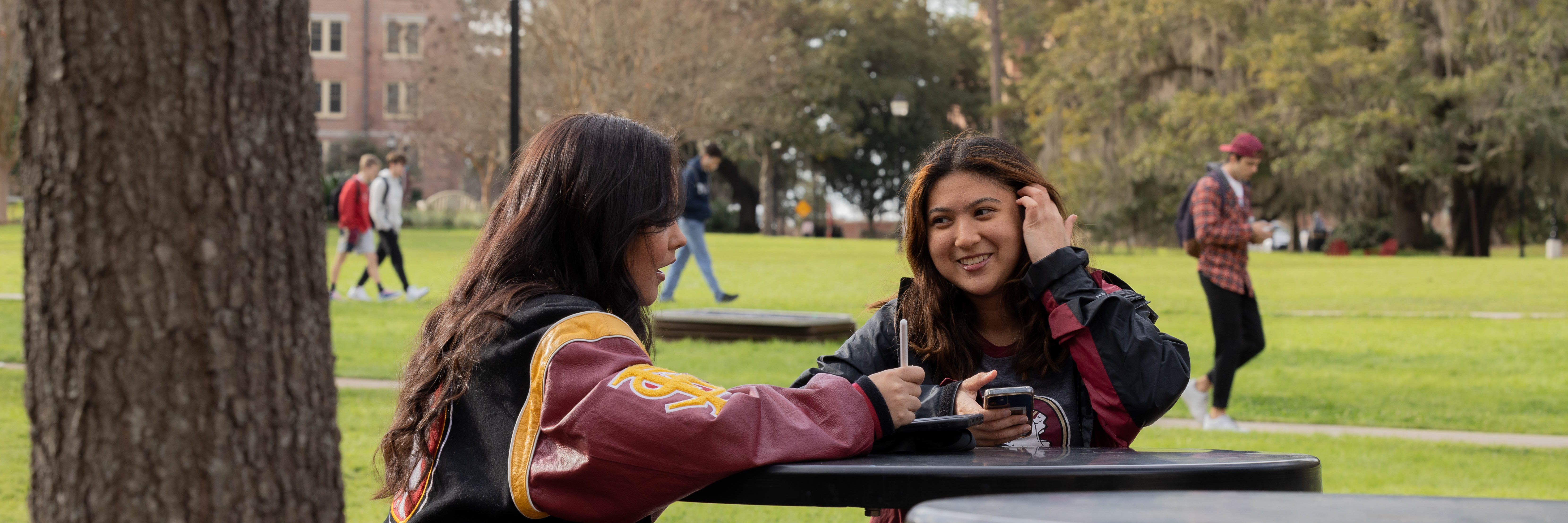 students sitting outside at FSU