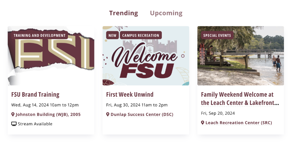 "calendar trending page"