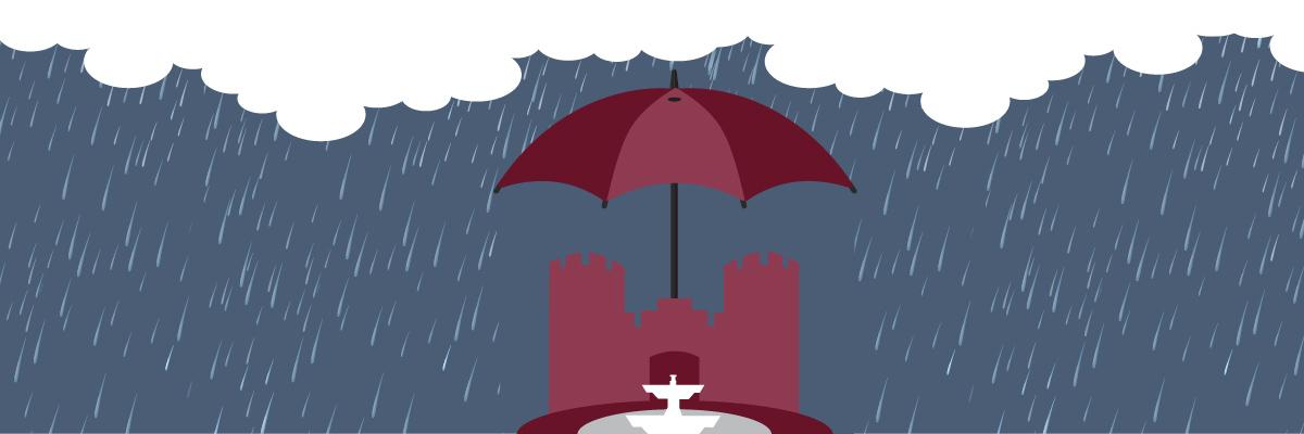Graphic of Rain and Umbrella over Westcott