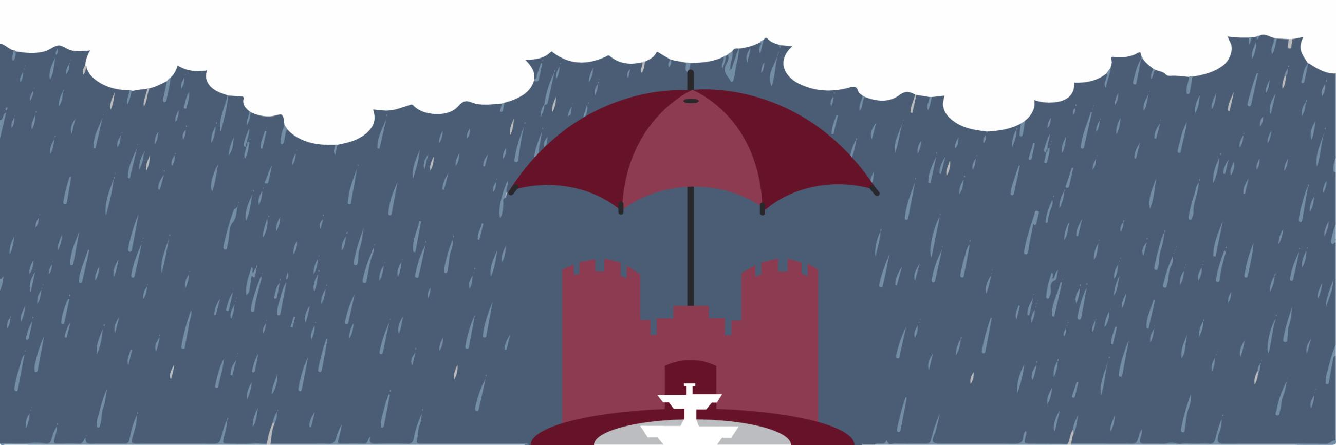 Graphic of Rain and Umbrella over Westcott