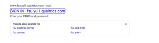 screenshot of a phishing web search result reported April 16, 2025 - Web Search Engine Result: SIGN IN - fsu.yul1.qualtrics.com
