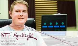 Whisper Rooms allow students like Jared Clark of the College of Music to create whatever they desire, while using a professional style recording studio.